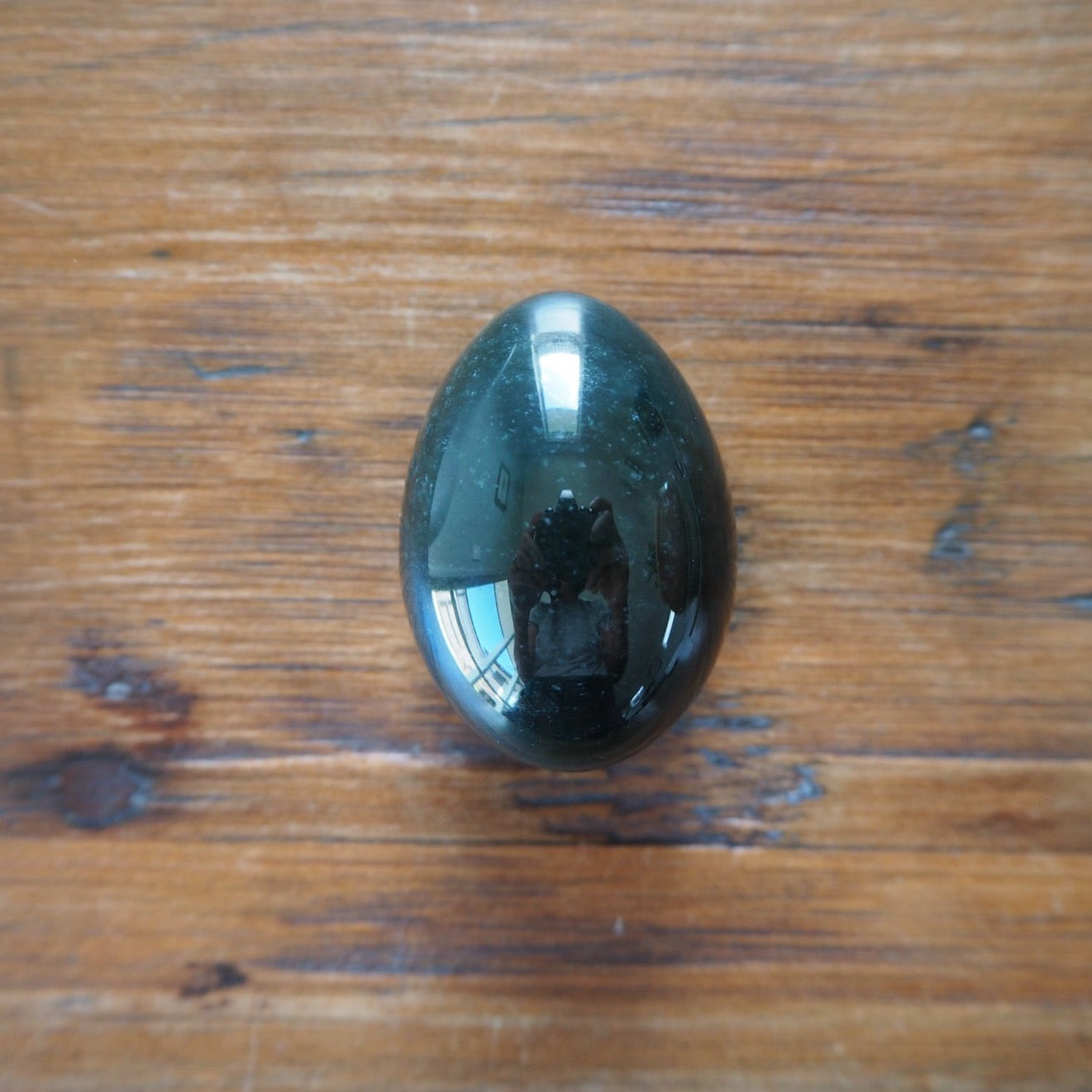 Nephrite Jade Egg on Table 